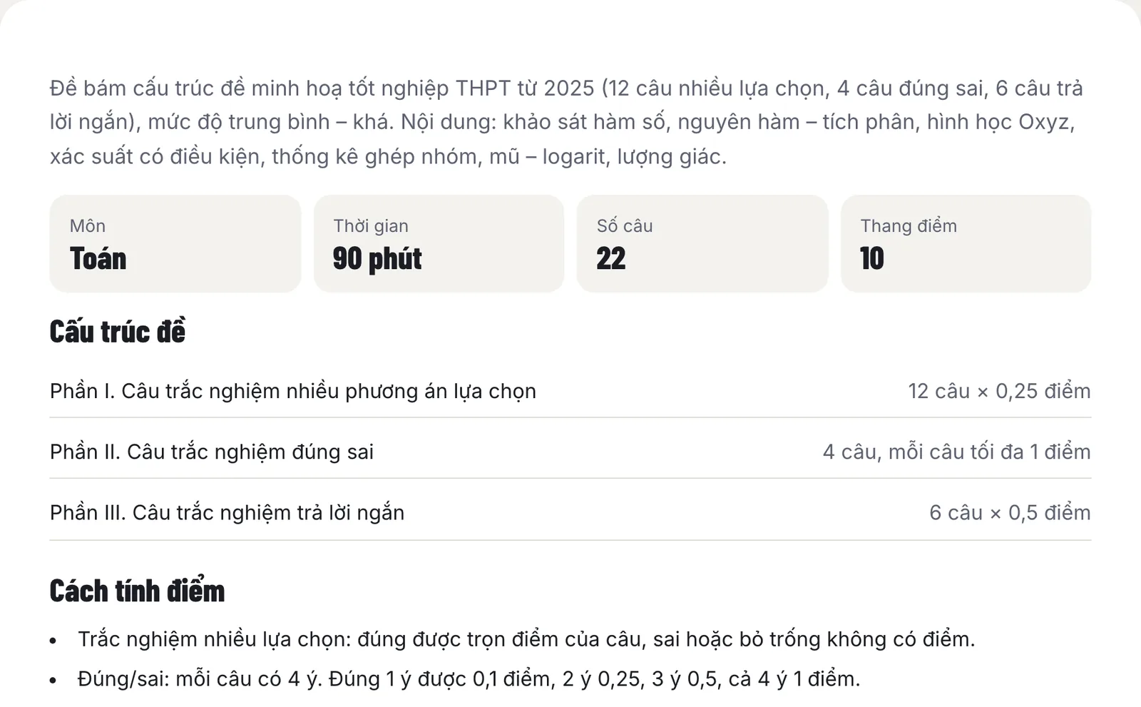 Màn bắt đầu đề thi thử Toán: thời gian, số câu, cấu trúc đề